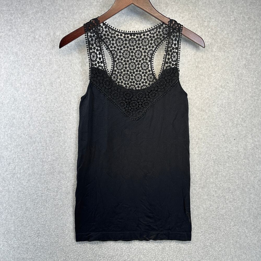 Anabel Connection Top Womens Size XS Black Sheer Lace Embellished Sleeveless